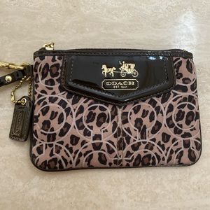 Coach leopard print wristlet purse